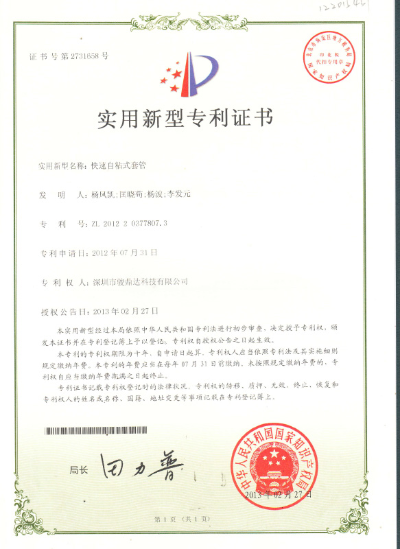 Patent Certificate